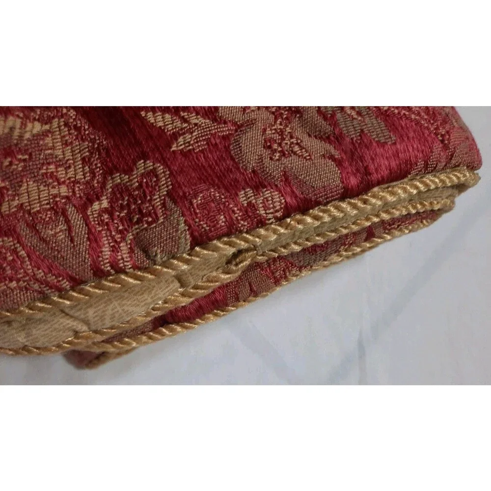 2 Vtg Croscill Bellissima Red Gold Paisley Medallion KING Pillow SHAMS 21x37